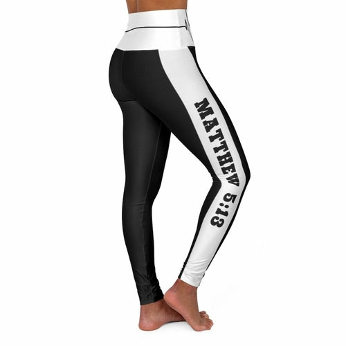 High Waisted Yoga Leggings, Black And White Salt Of The Earth Matthew