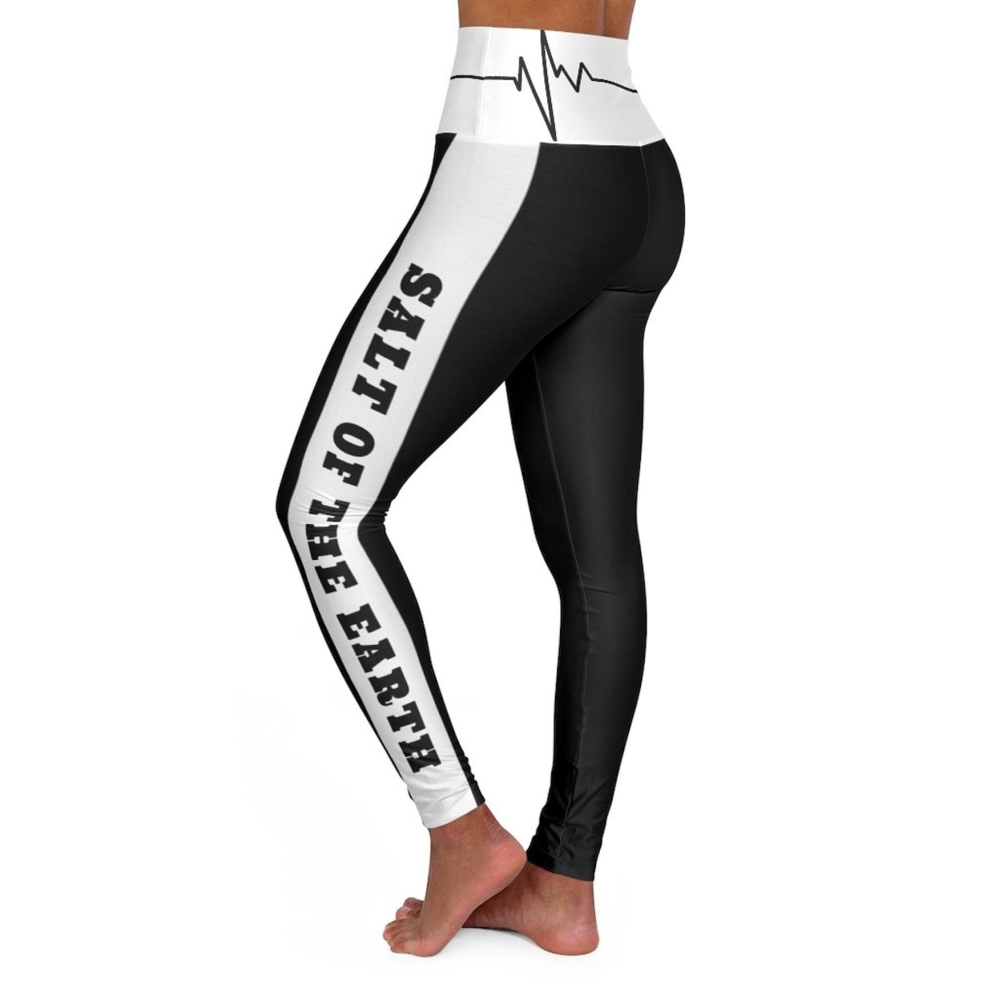 High Waisted Yoga Leggings, Black And White Salt Of The Earth Matthew