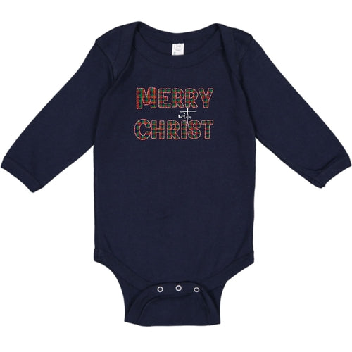 Merry With Christ Baby Christmas Bodysuit