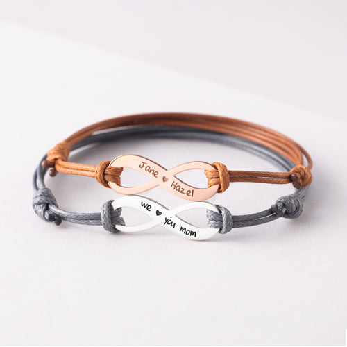 Personalized Infinity Leather Bracelet