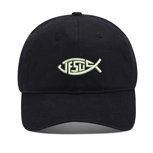 Jesus Fish Symbol Embroidered Baseball Cap multiple colors