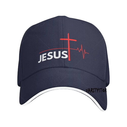 Jesus Saves Red Cross Heart Rhythm Visor Brim Baseball Cap