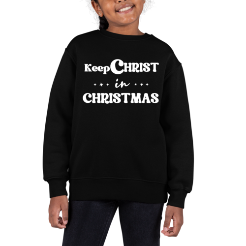 Keep Christ in Christmas Kid's Christmas Sweatshirt White Print