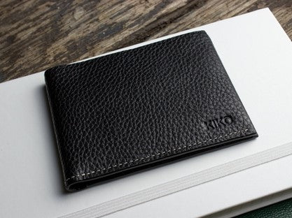 Men's Pebbled Genuine Leather Classic Black Wallet