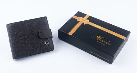 Amedeo Exclusive Men's Genuine Leather Slim Luxury Black Wallet - Gift Box