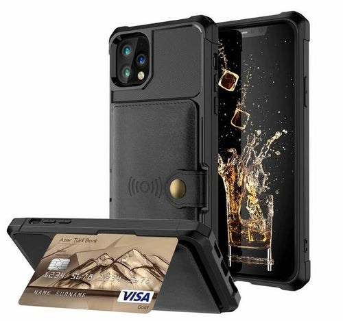 360° Protection Magnetic Leather Wallet Armor Case for iPhone