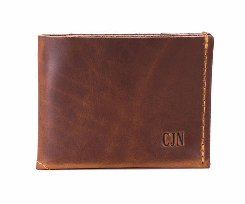 Personalized Men's Genuine Leather Bifold Rivet Wallet - 3 colors