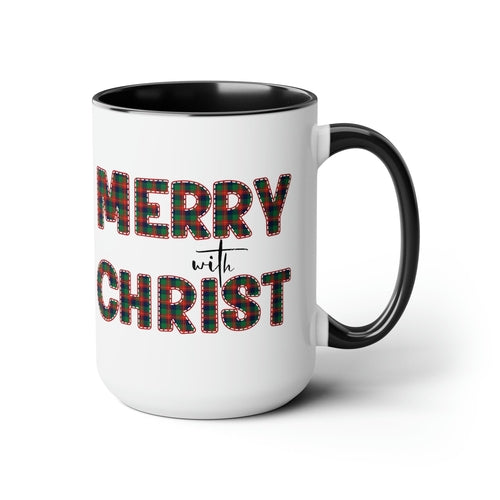 Merry With Christ Christmas 15oz Two-Tone Coffee Mug