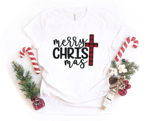 Merry CHRISTmas Plaid Cross Unisex T-Shirt