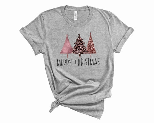 Merry Christmas Rose Gold Christmas Trees Women's TShirt