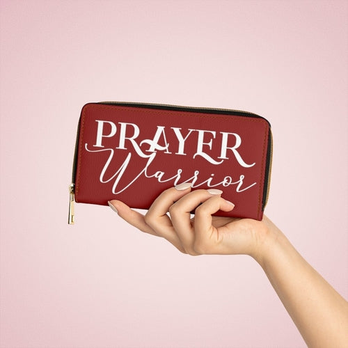 Prayer Warrior Women's Zip Wallet - Maroon & White