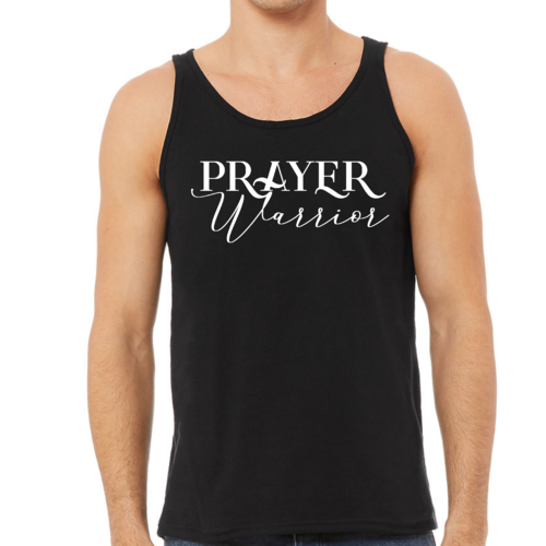 Prayer Warrior Men's Fitness Tank Top - White Print