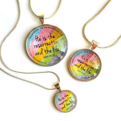 Resurrection...John 11:25 Rainbow Glass Pendant Necklace