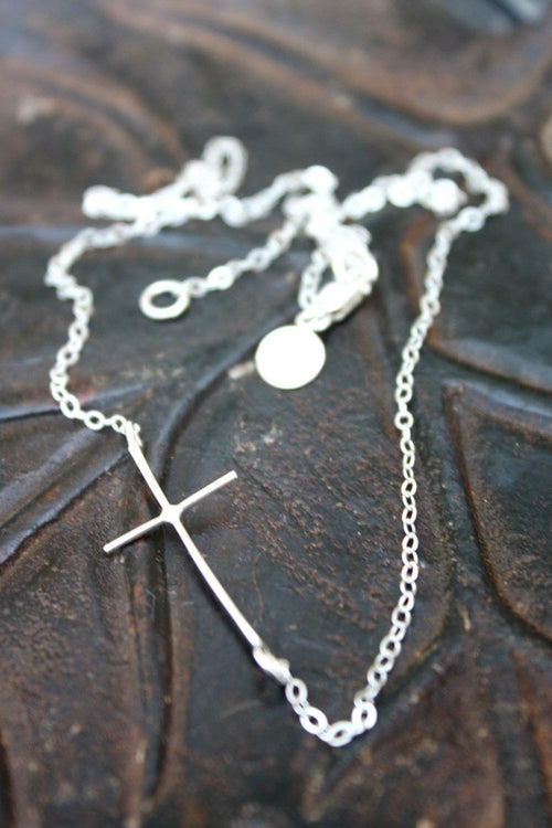 Sideways Cross Chain Link Necklace