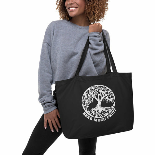 Tree of Life-Bear Much Fruit Large Canvas Tote Bag