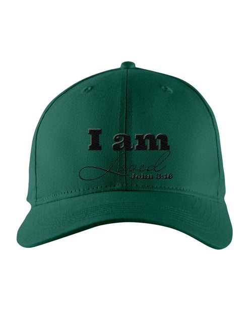 Snapback Embroidered Baseball Cap, I am Loved John 3:16 - Black Print