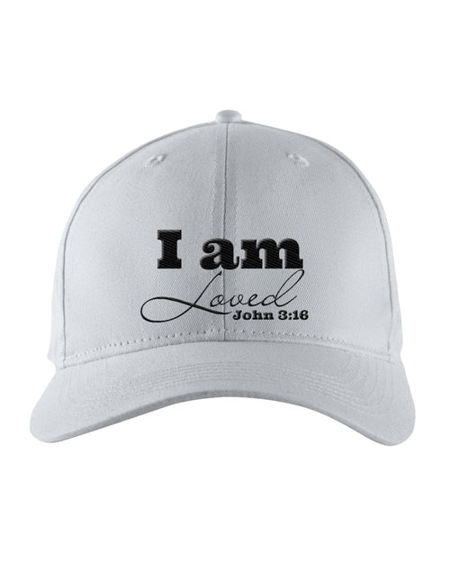 Snapback Embroidered Baseball Cap, I am Loved John 3:16 - Black Print