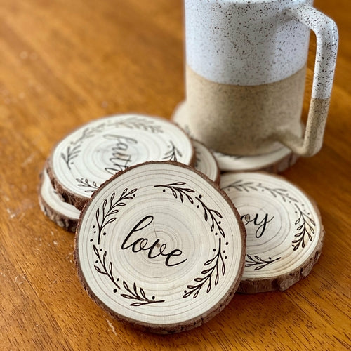 Engraved Wood Coaster Sets