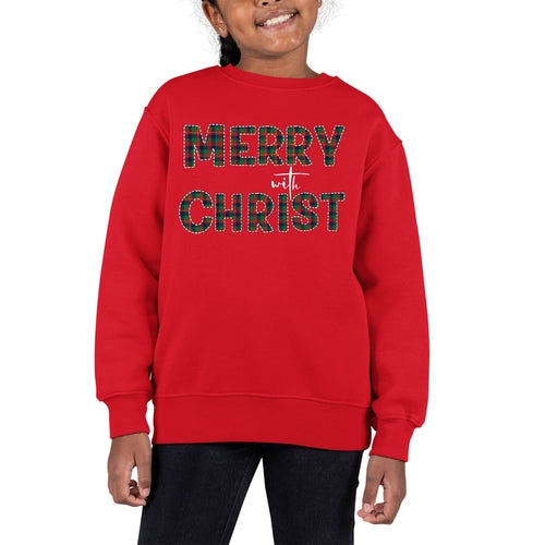 Merry With Christ Kid's Christmas Sweatshirt