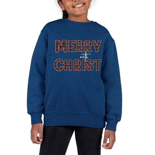 Merry With Christ Kid's Christmas Sweatshirt